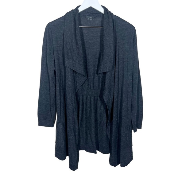 Theory Womens Maritza B Preen Open Wool Cardigan Sweater Size Large Dark Gray - Picture 1 of 11